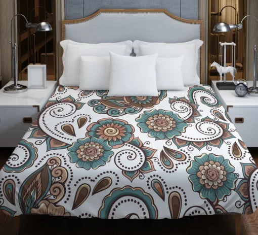 Elegant Paisley Pattern With Vintage Flower Duvet Cover