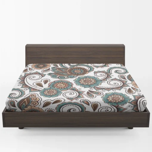 Elegant Paisley Pattern With Vintage Flower Fitted Sheet 1