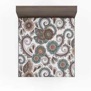 Elegant Paisley Pattern With Vintage Flower Fitted Sheet