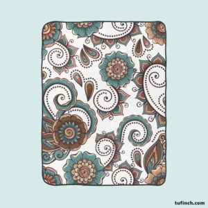 Elegant Paisley Pattern With Vintage Flower Fleece Blanket 1