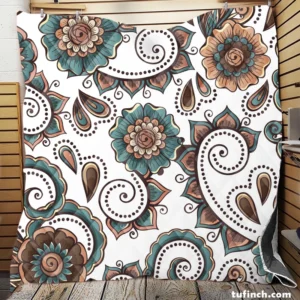 Elegant Paisley Pattern With Vintage Flower Quilt Blanket