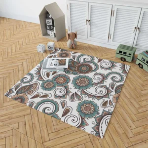 Elegant Paisley Pattern With Vintage Flower Rug 1