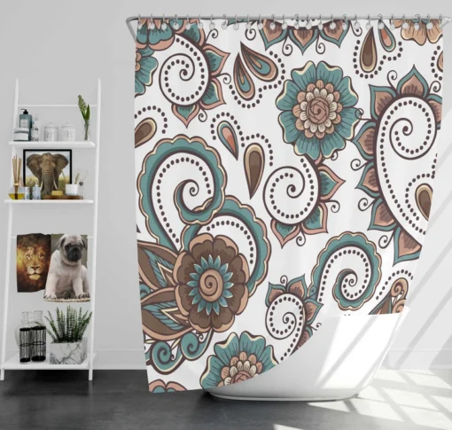 Elegant Paisley Pattern With Vintage Flower Shower Curtain