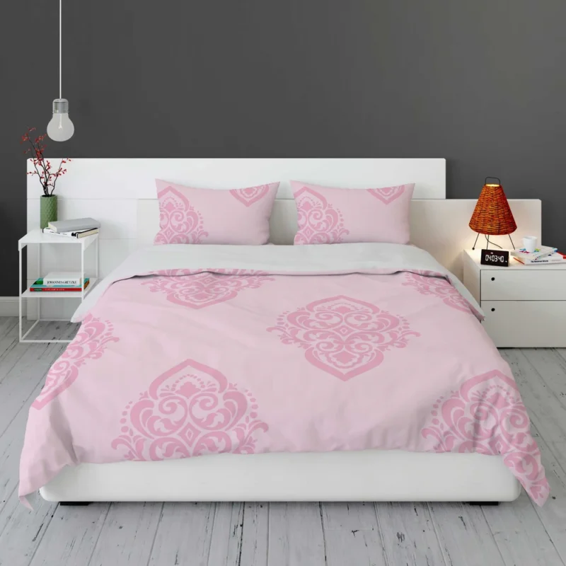 Elegant Pink Damask Pattern Bedding Set 1