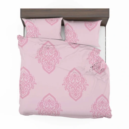 Elegant Pink Damask Pattern Bedding Set 2