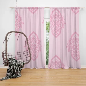 Elegant Pink Damask Pattern Curtain