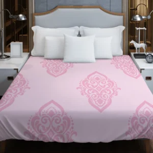 Elegant Pink Damask Pattern Duvet Cover