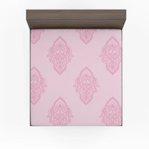 Elegant Pink Damask Pattern Fitted Sheet