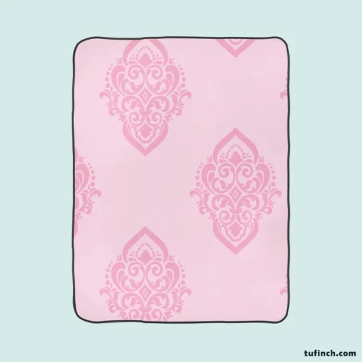 Elegant Pink Damask Pattern Fleece Blanket 1