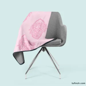 Elegant Pink Damask Pattern Fleece Blanket 2