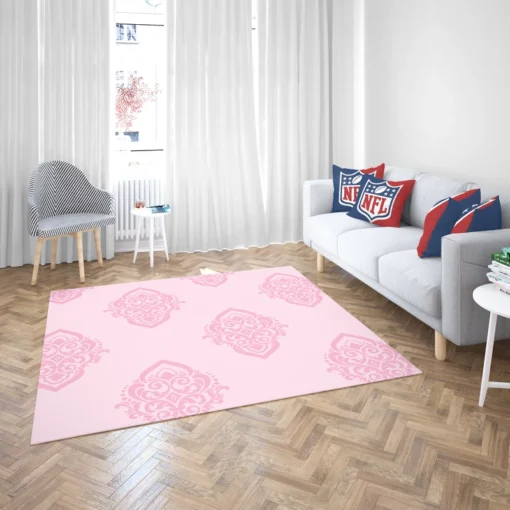 Elegant Pink Damask Pattern Rug 2