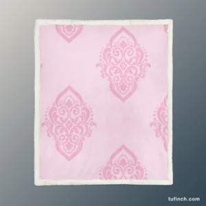 Elegant Pink Damask Pattern Sherpa Fleece Blanket 1