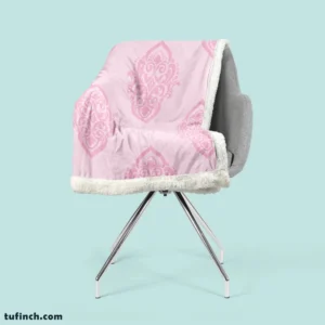 Elegant Pink Damask Pattern Sherpa Fleece Blanket 2