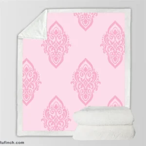 Elegant Pink Damask Pattern Sherpa Fleece Blanket