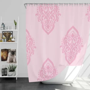 Elegant Pink Damask Pattern Shower Curtain