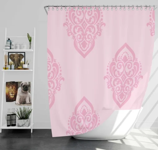 Elegant Pink Damask Pattern Shower Curtain