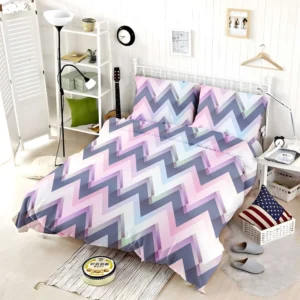 Elegant Purple Pink Zigzag Bedding Set