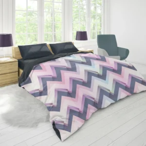 Elegant Purple Pink Zigzag Duvet Cover 1