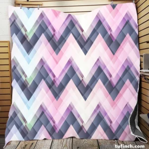 Elegant Purple Pink Zigzag Quilt Blanket