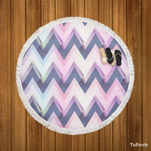 Elegant Purple Pink Zigzag Round Beach Towel