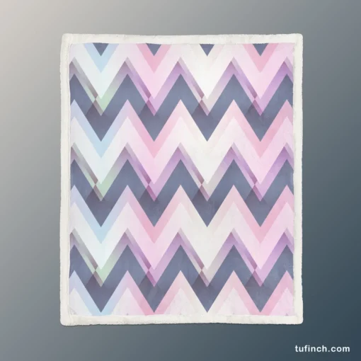 Elegant Purple Pink Zigzag Sherpa Fleece Blanket 1