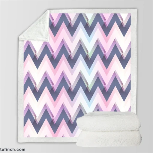 Elegant Purple Pink Zigzag Sherpa Fleece Blanket