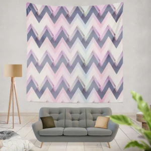 Elegant Purple Pink Zigzag Wall Tapestry