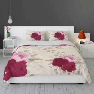 Elegant Red Pink Roses Bedding Set 1