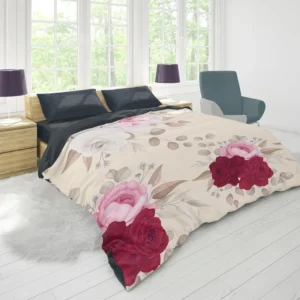 Elegant Red Pink Roses Duvet Cover 1