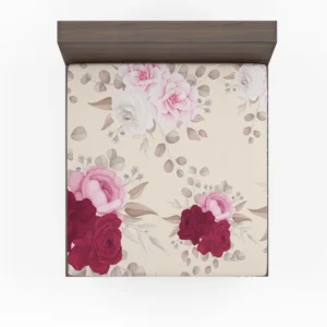 Elegant Red Pink Roses Fitted Sheet