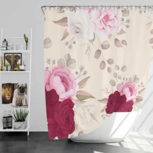 Elegant Red Pink Roses Shower Curtain