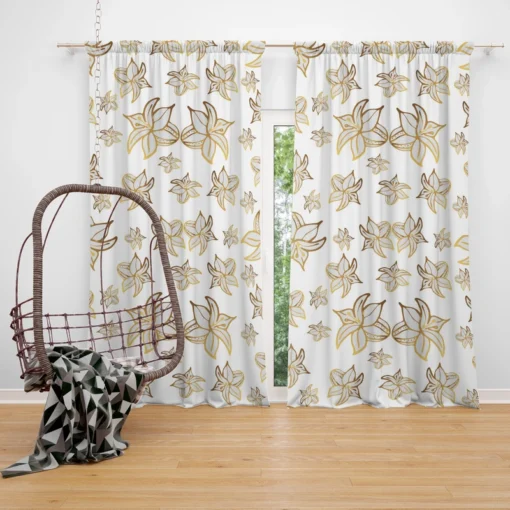 Elegant Scattered Gold Floral Pattern Curtain