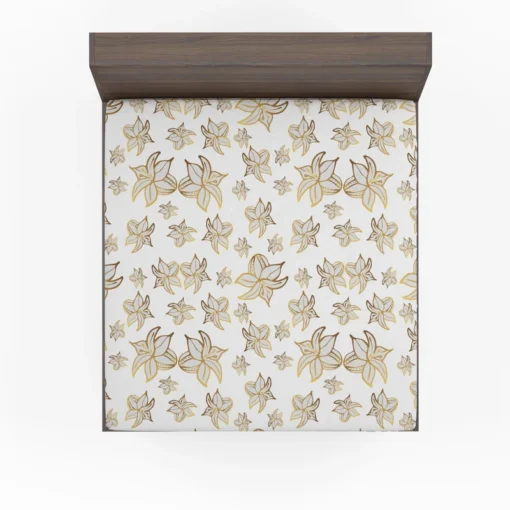 Elegant Scattered Gold Floral Pattern Fitted Sheet