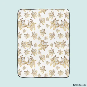 Elegant Scattered Gold Floral Pattern Fleece Blanket 1