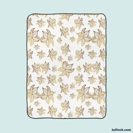 Elegant Scattered Gold Floral Pattern Fleece Blanket 1