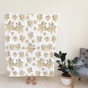 Elegant Scattered Gold Floral Pattern Fleece Blanket