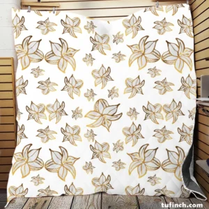 Elegant Scattered Gold Floral Pattern Quilt Blanket