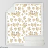 Elegant Scattered Gold Floral Pattern Sherpa Fleece Blanket