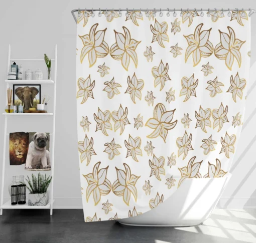 Elegant Scattered Gold Floral Pattern Shower Curtain