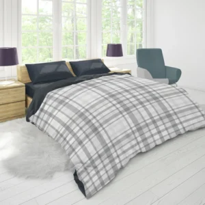 Elegant Stripe Checkered Pattern Plaid Duvet Cover 1