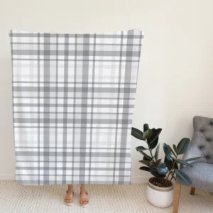 Elegant Stripe Checkered Pattern Plaid Fleece Blanket