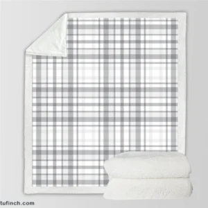 Elegant Stripe Checkered Pattern Plaid Sherpa Fleece Blanket