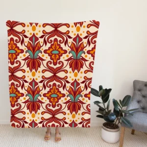 Elegant Turkish Red Design Fleece Blanket