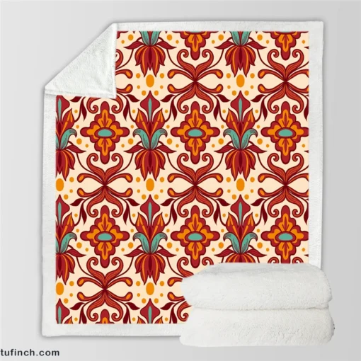 Elegant Turkish Red Design Sherpa Fleece Blanket