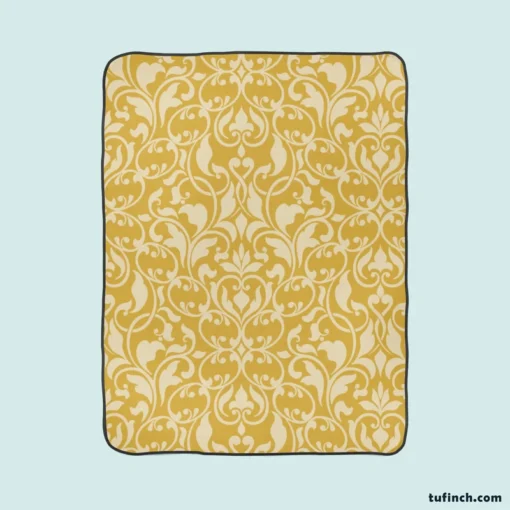 Elegant Vintage Damask Design Fleece Blanket 1