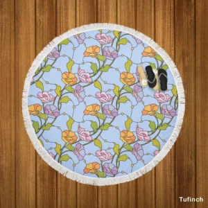 Elegant Vintage Vine Style Floral Round Beach Towel