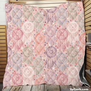 Engraved Hand Drawn Boho Pattern Design Quilt Blanket