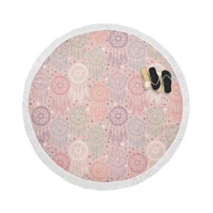 Engraved Hand Drawn Boho Pattern Design Round Beach Towel