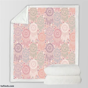 Engraved Hand Drawn Boho Pattern Design Sherpa Fleece Blanket