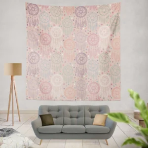 Engraved Hand Drawn Boho Pattern Design Wall Tapestry